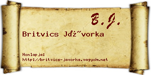 Britvics Jávorka névjegykártya